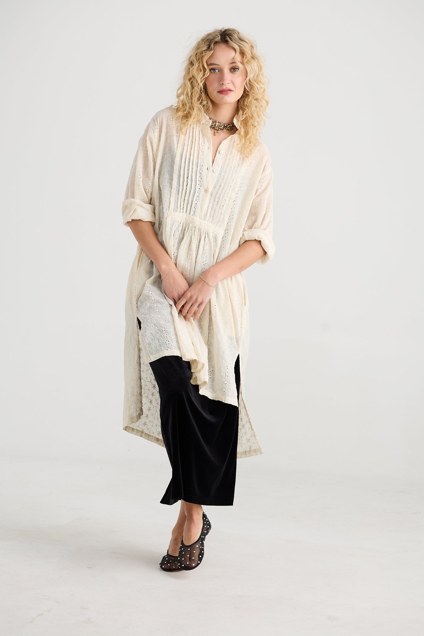 Lorienne Cotton velvet skirt. Ebony