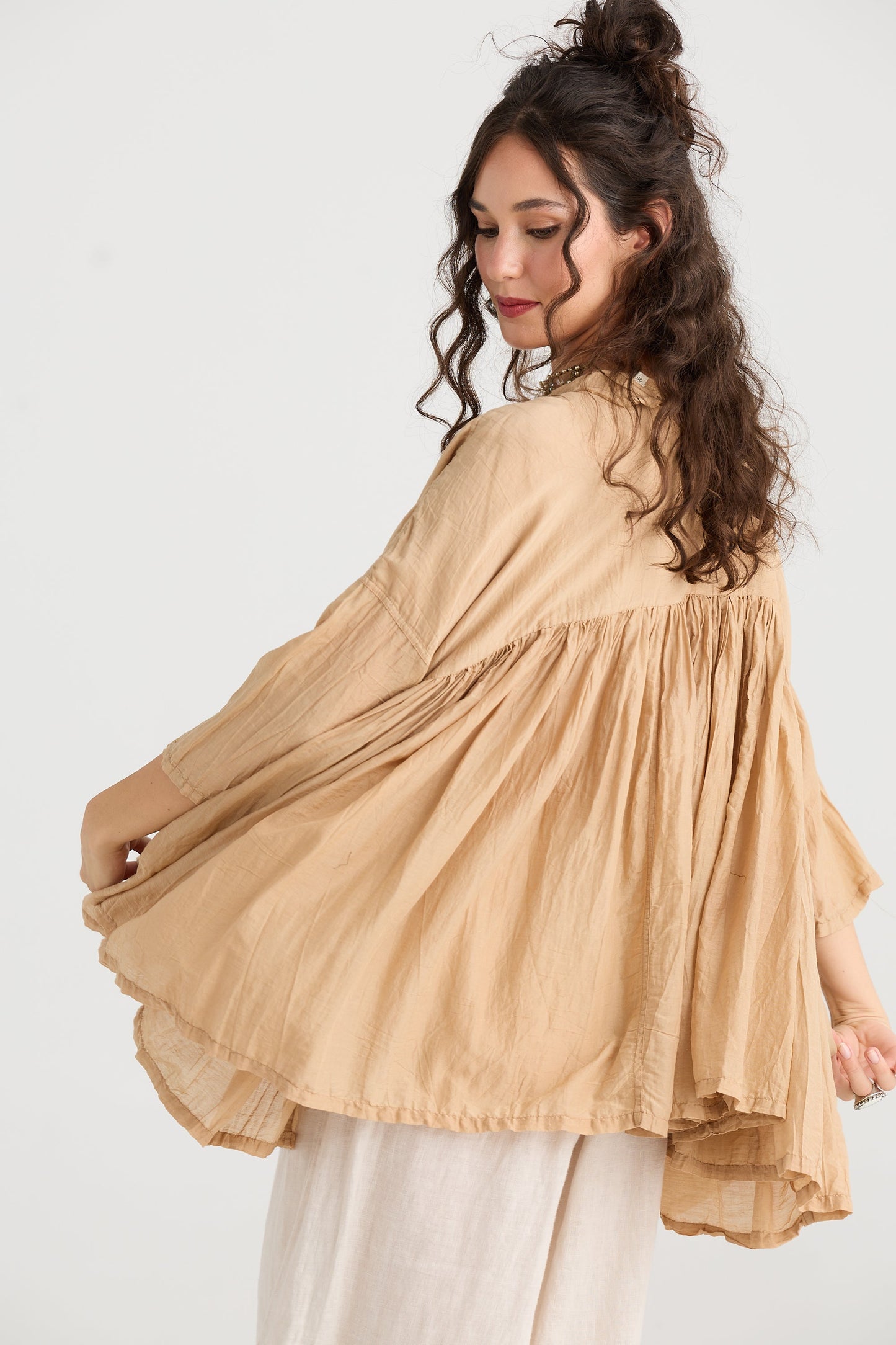 Shalimar Silk/cotton top. Caramel