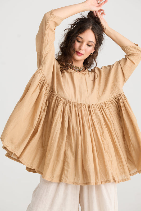 Shalimar Silk/cotton top. Caramel