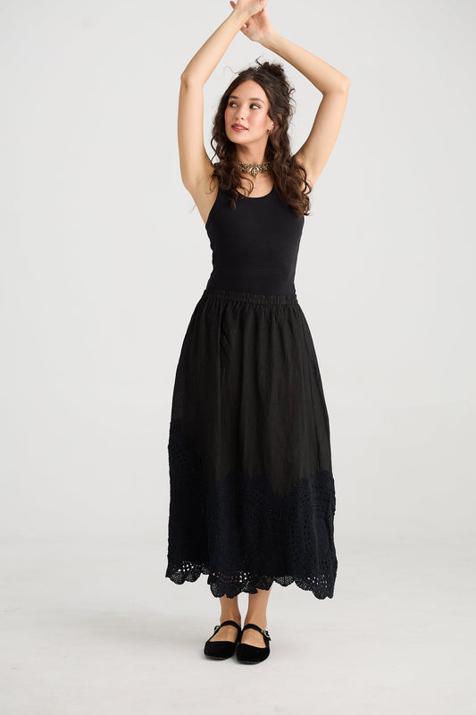 Desert Rose Linen and lace skirt. Ebony