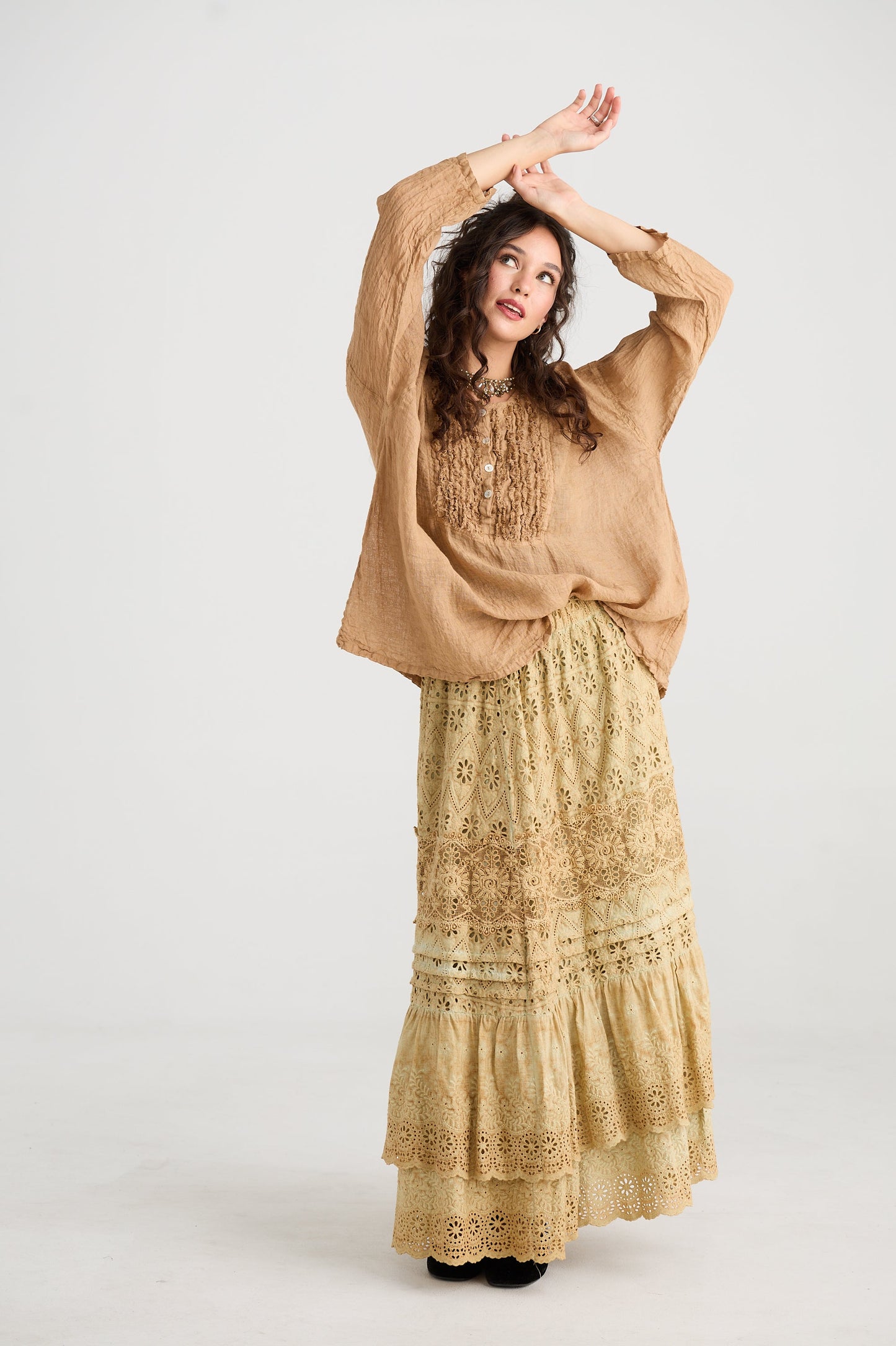 Serendipity Lace Maxi skirt.  Caramel.