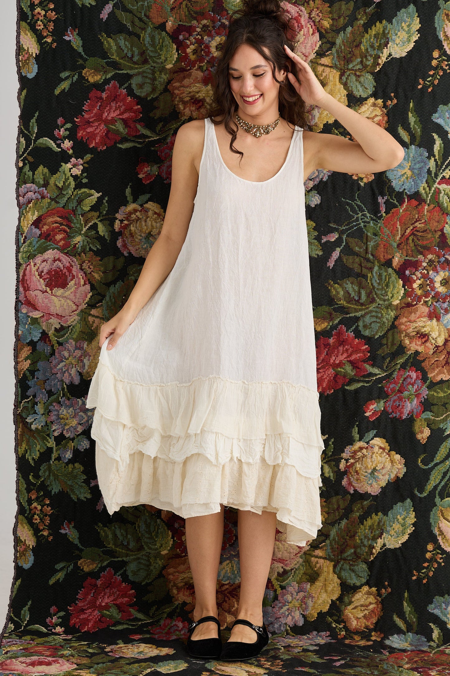 Waterlily ruffled dress. Cream Puff