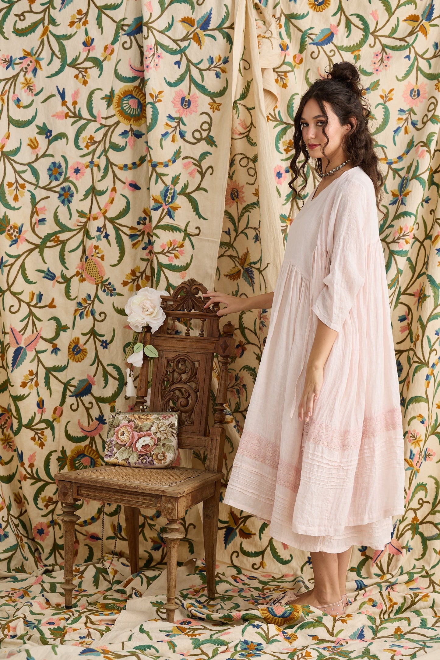 Enchantress long linen gauze coat. Cream-Puff
