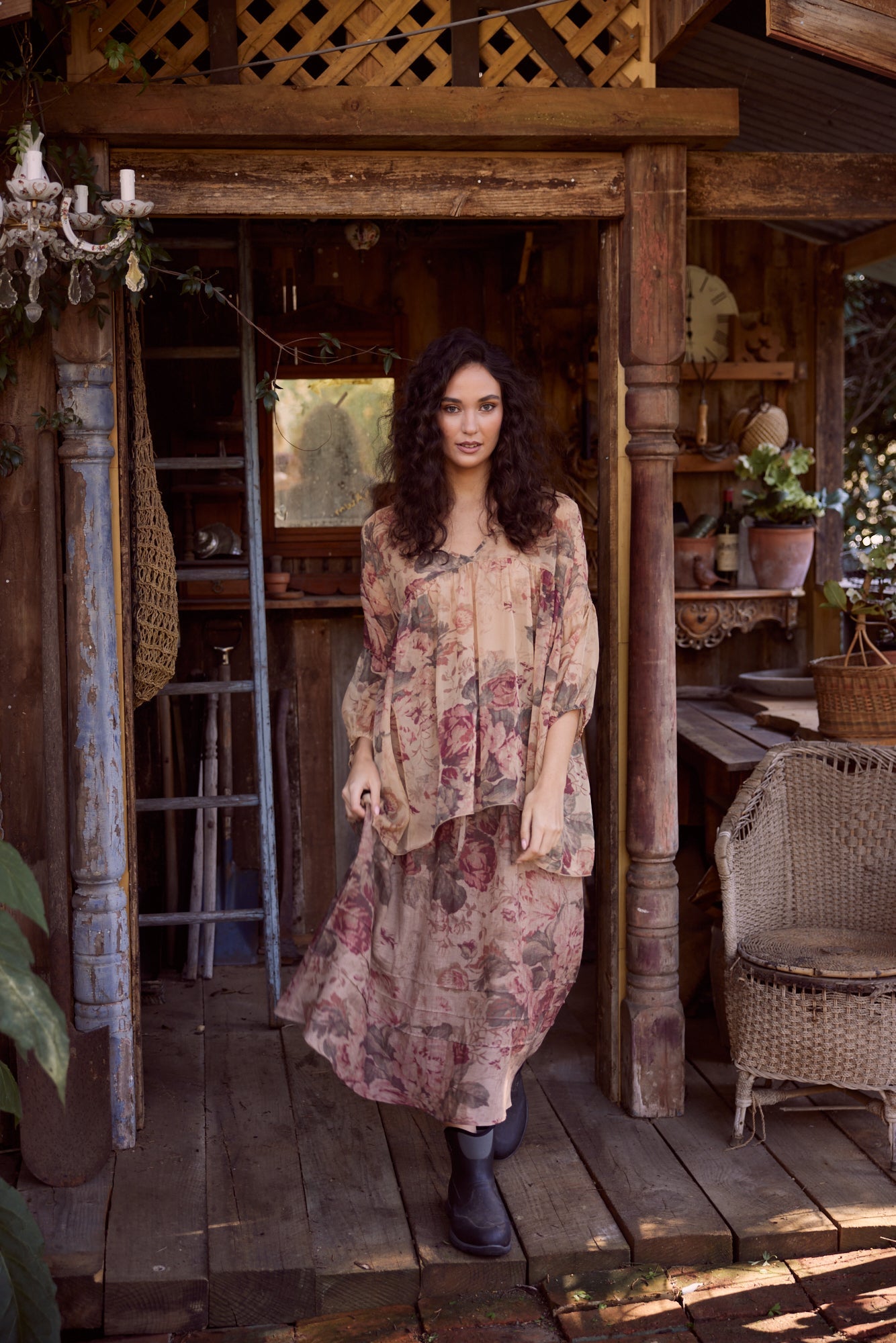 Ariel chiffon blouse. Antique Rose