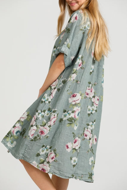 Abigail linen shirt dress. Midnight Rose