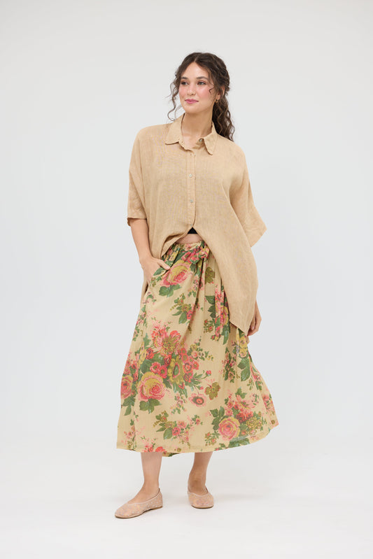 Teddie Linen shirt. Caramel