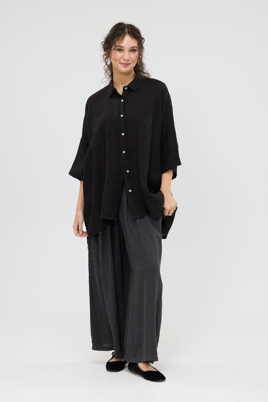 Teddie linen shirt.  Black