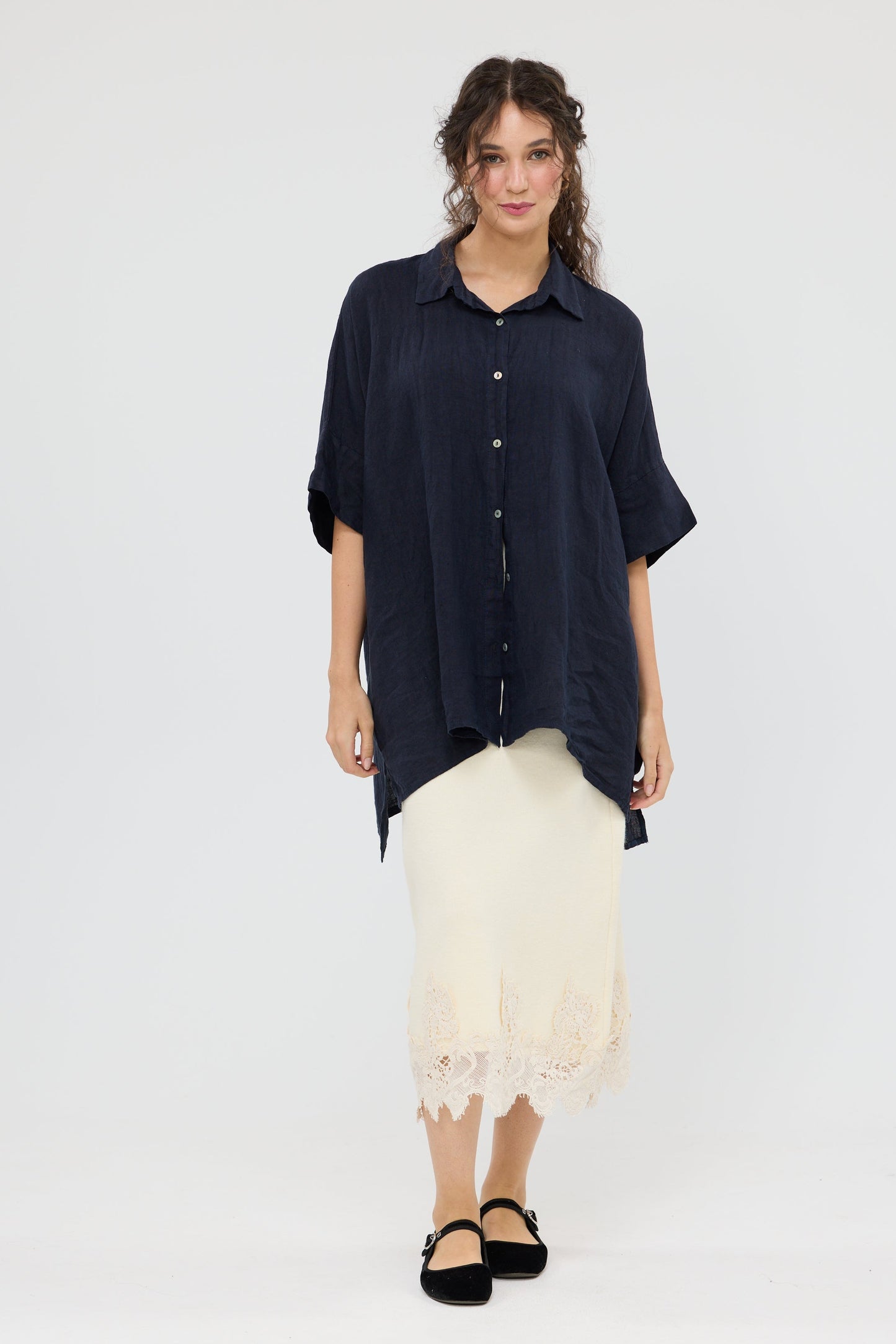 Teddie linen shirt.  Black