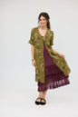Abigail Linen floral dress. Olive Green