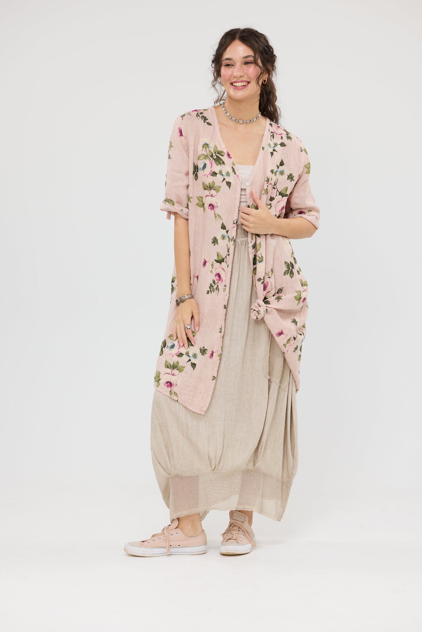 Venetia linen & Cotton skirt. Stone
