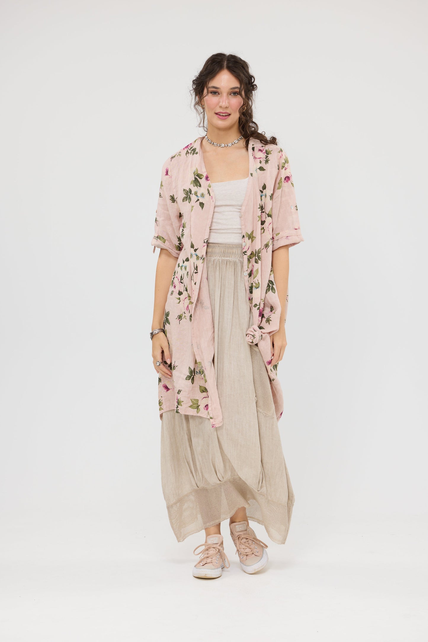 Venetia linen & Cotton skirt. Stone