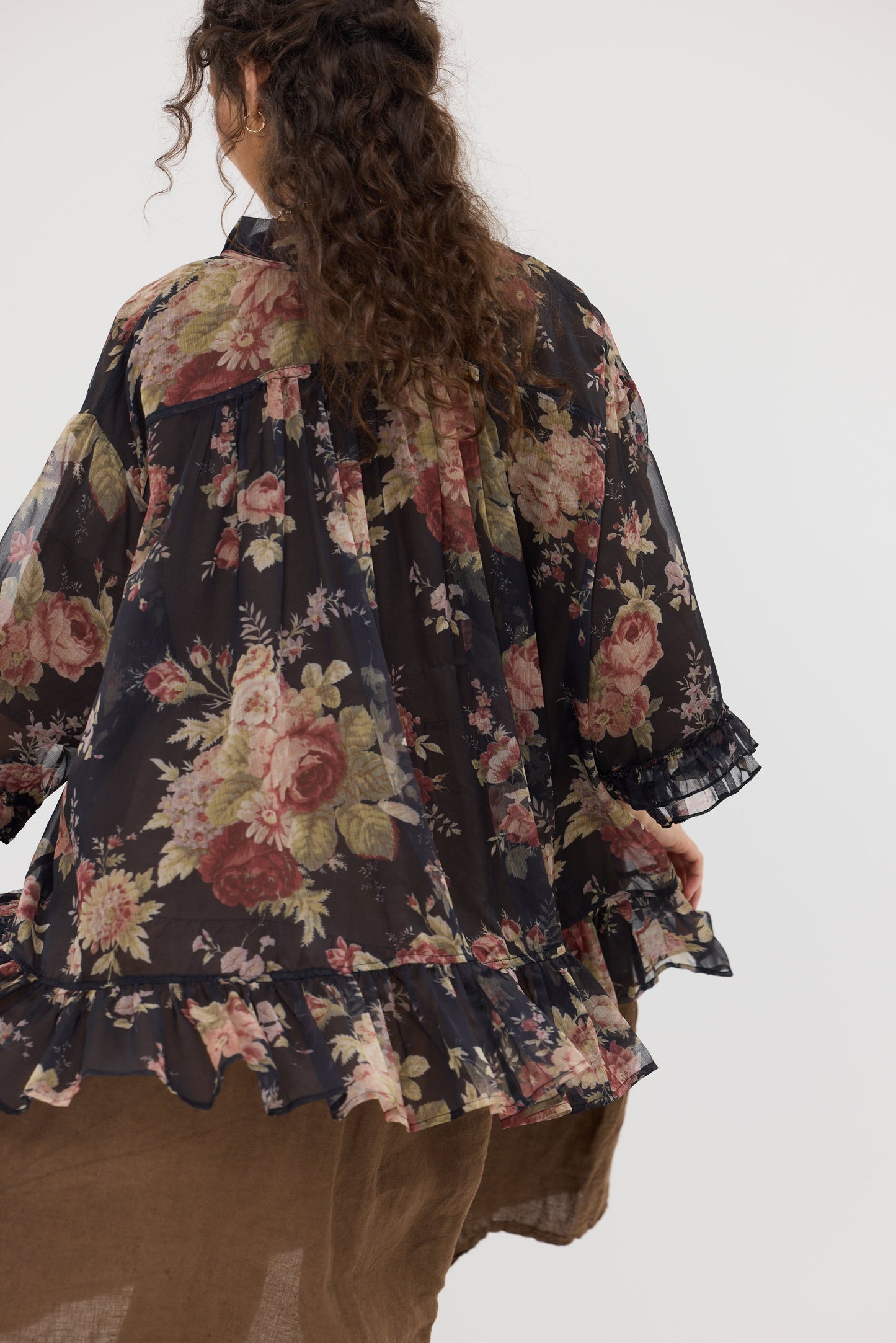 Juliette Chiffon Top. Midnight Ebony Rose