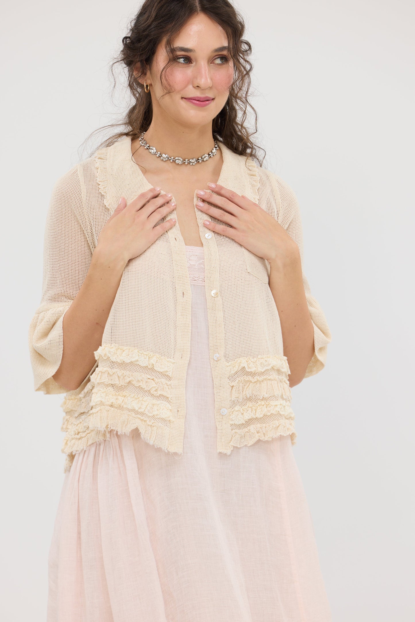 Miss Dixie Pearl. Cotton net + lace top.