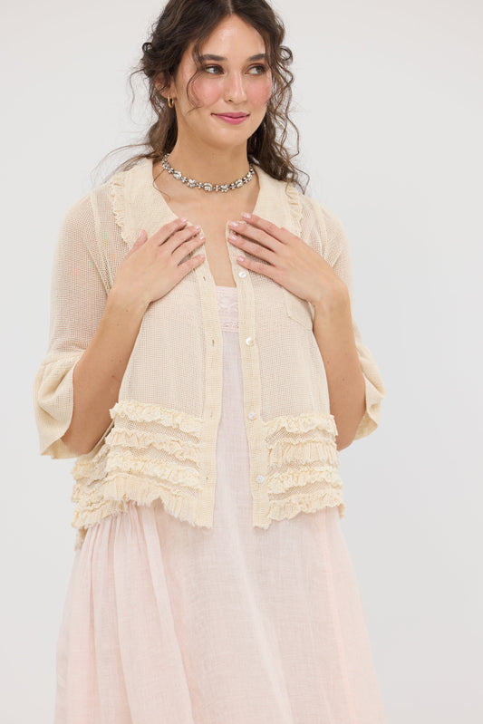 Miss Dixie Pearl. Cotton net + lace top.