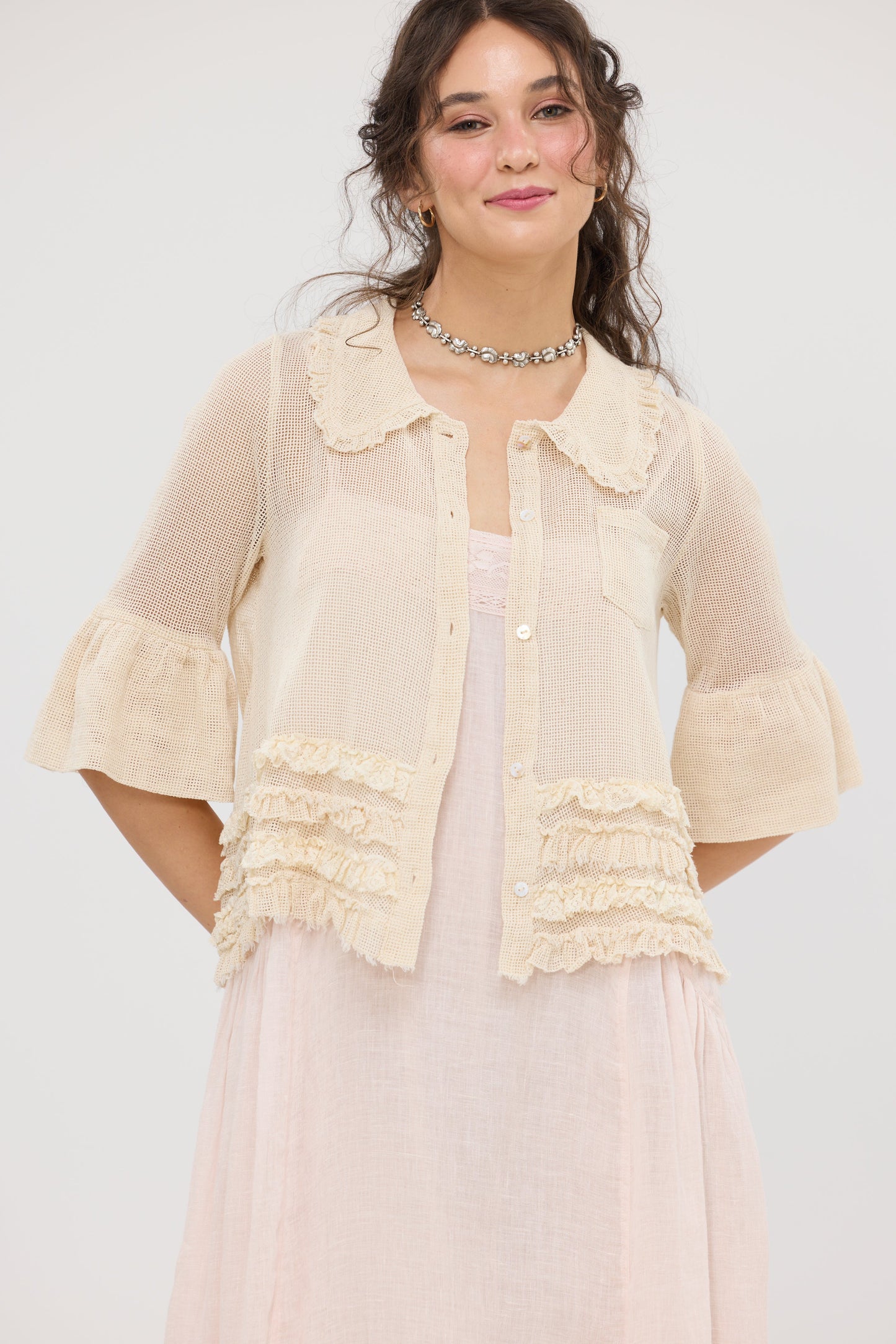 Miss Dixie Pearl. Cotton net + lace top.