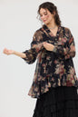 Juliette Chiffon Top. Midnight Ebony Rose