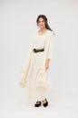 Florette Linen and Lace long Coat . Coconut