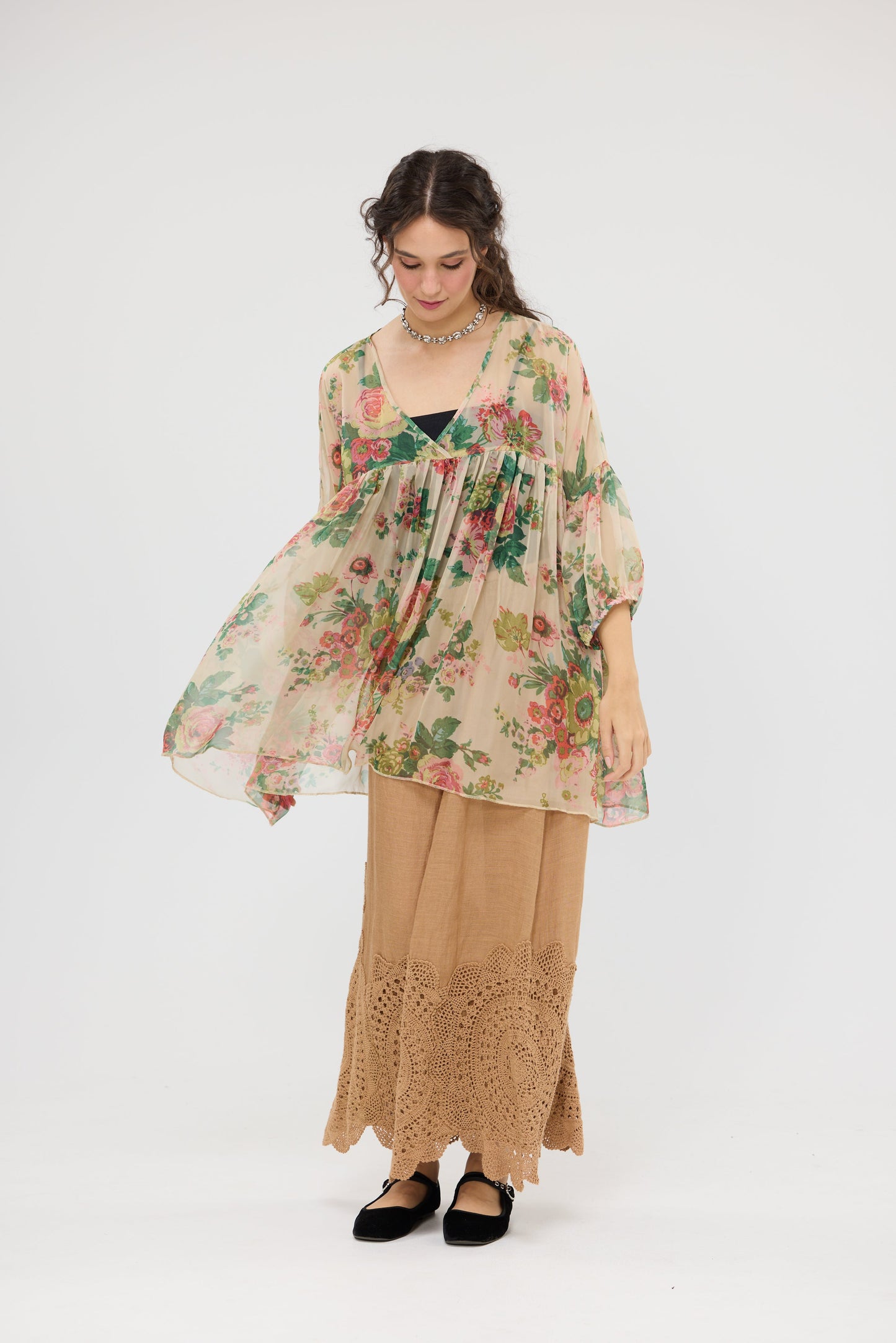 Ariel Chiffon Top. Marigold Rose