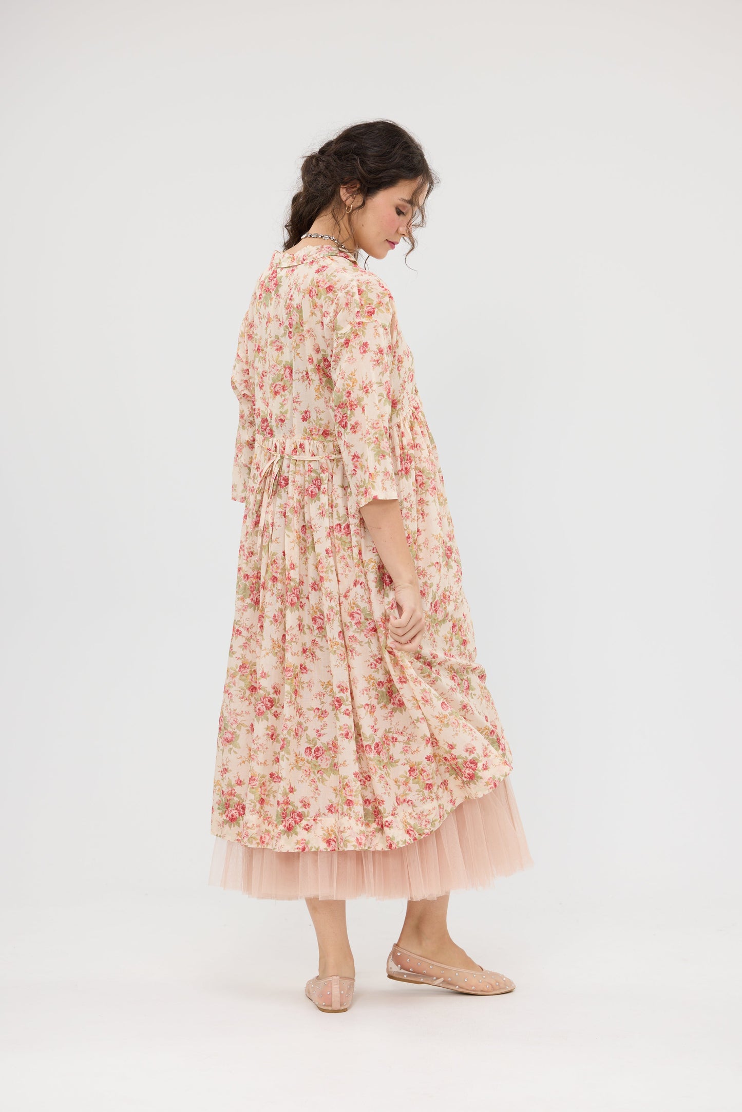 Meadowlark Dress coat. Vintage Floral ... Cream