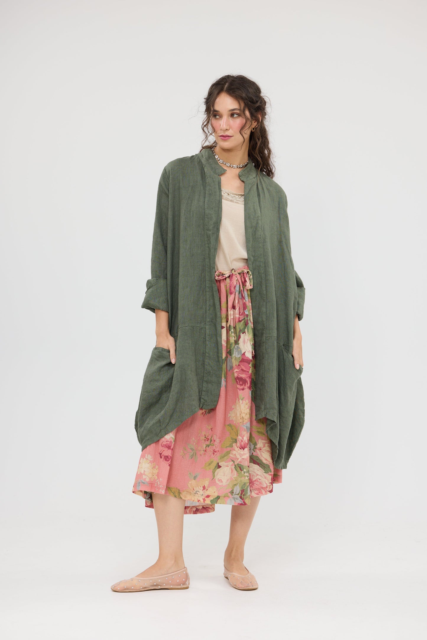 Floral Garland skirt. Coral Rose Garden