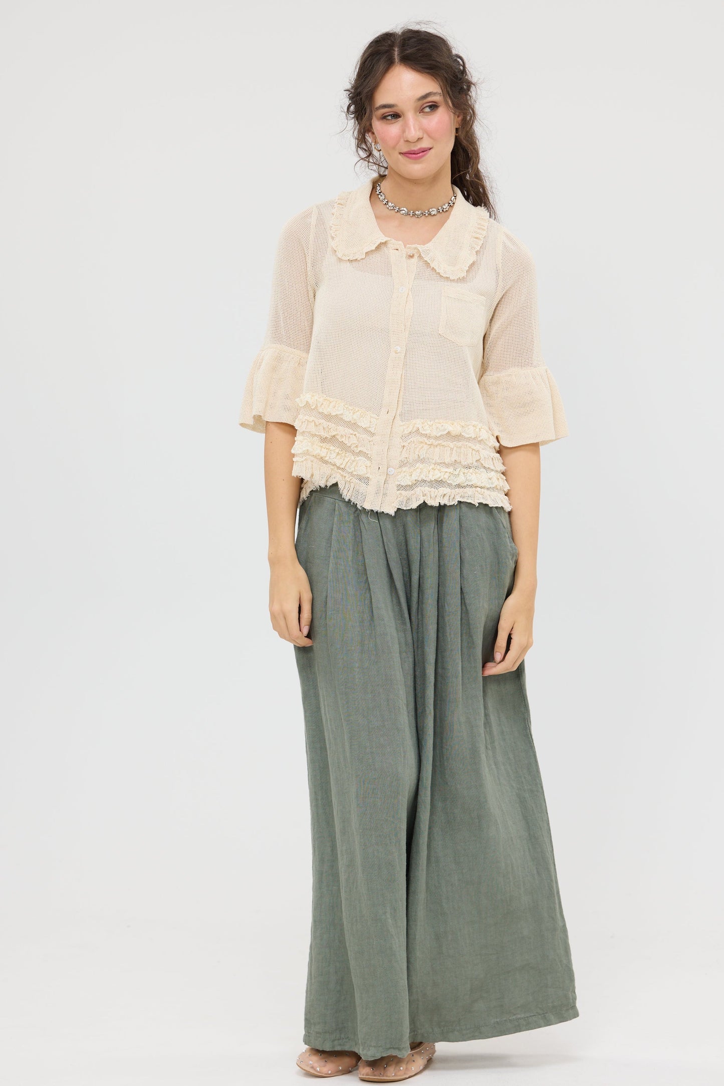 Miss Dixie Pearl. Cotton net + lace top.