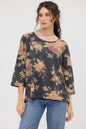 Talk to me in Flowers Tee. Vintage inspired relaxed fit top. Midnight Rose