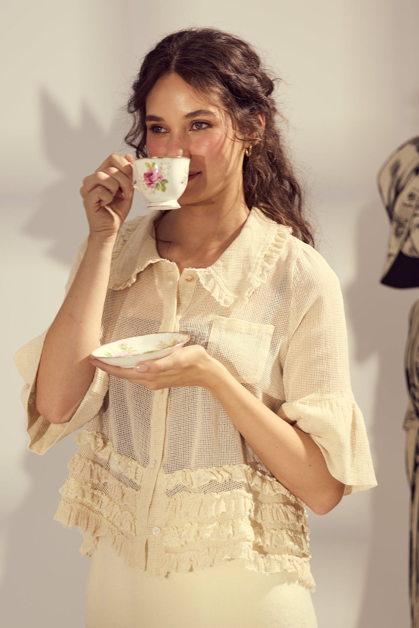 Miss Dixie Pearl. Cotton net + lace top.