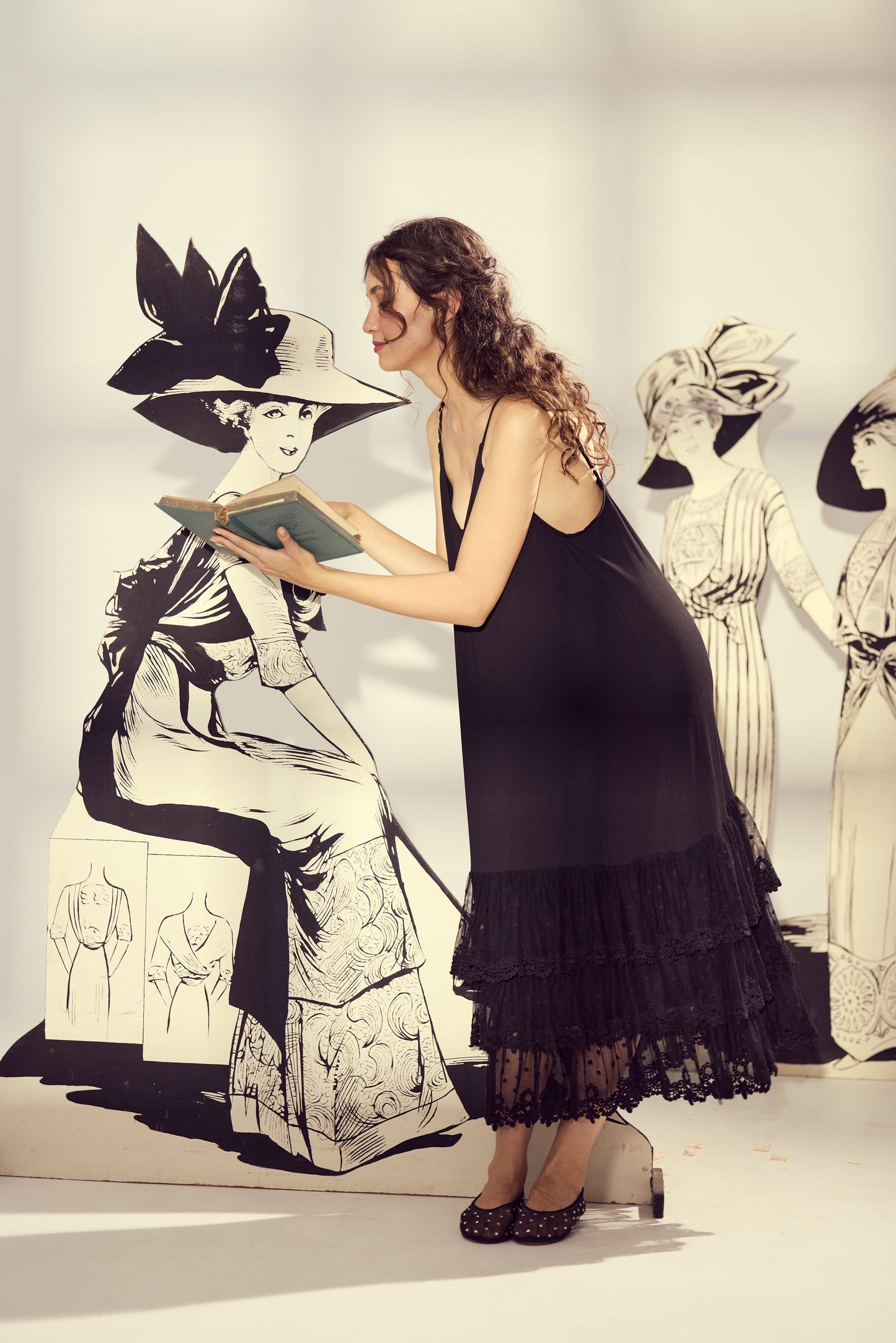 Evangeline lace slip/dress. Ebony
