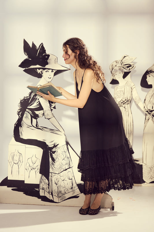 Evangeline lace slip/dress. Ebony