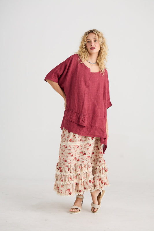 Perdita floral skirt. Red Rose