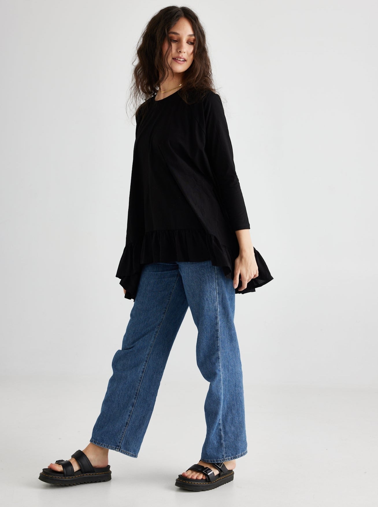 Ruby Ruffle Top.  Black