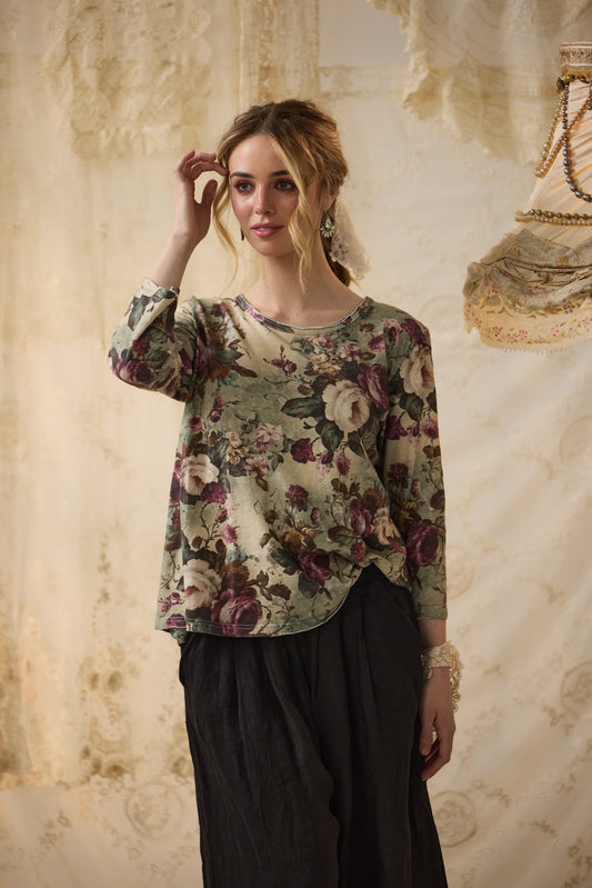 Talk to me in Flowers Tshirt. Bloomsbury floral print.