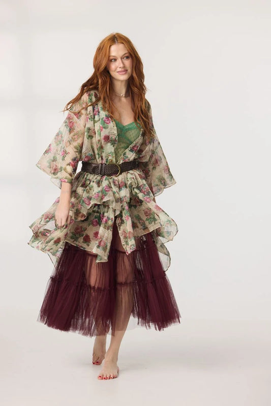 Titania sheer Floral Duster Coat. A Garden In Bloom