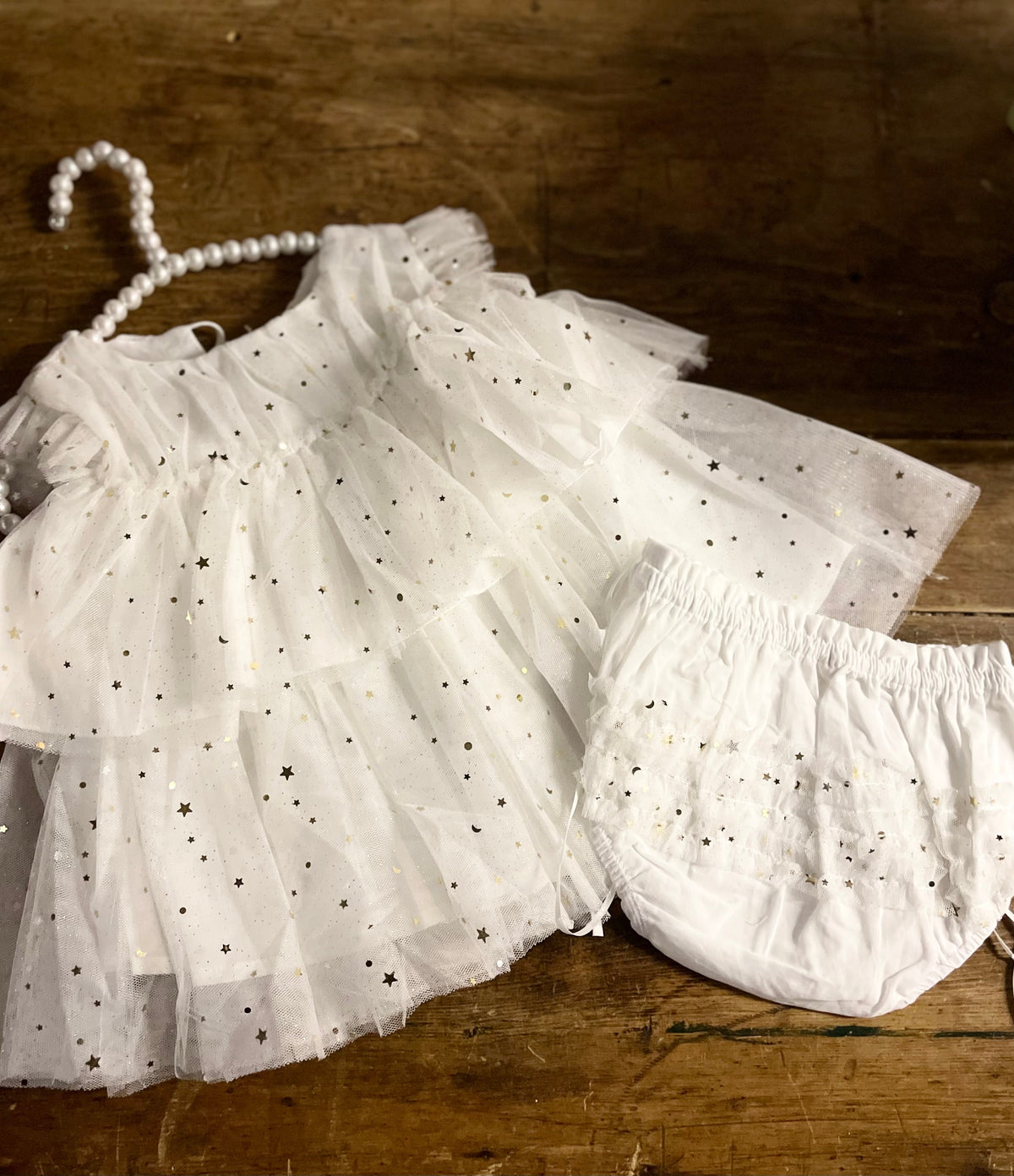 Twinkle Twinkle Little Star Baby dress. Ivory tulle.