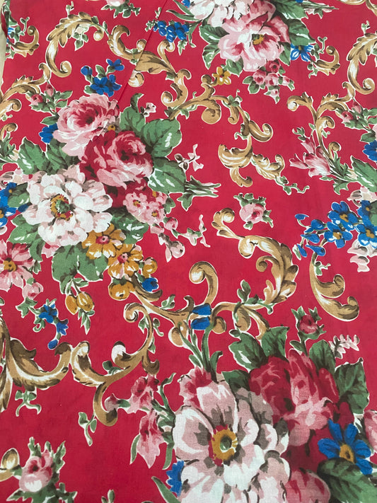 Poetry of Flowers Fabric Collection. Madame Treacle`s Garden . Regency Red