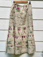 Beatrice Bloom floral cotton and vintage lace skirt.  Lilac Rose.