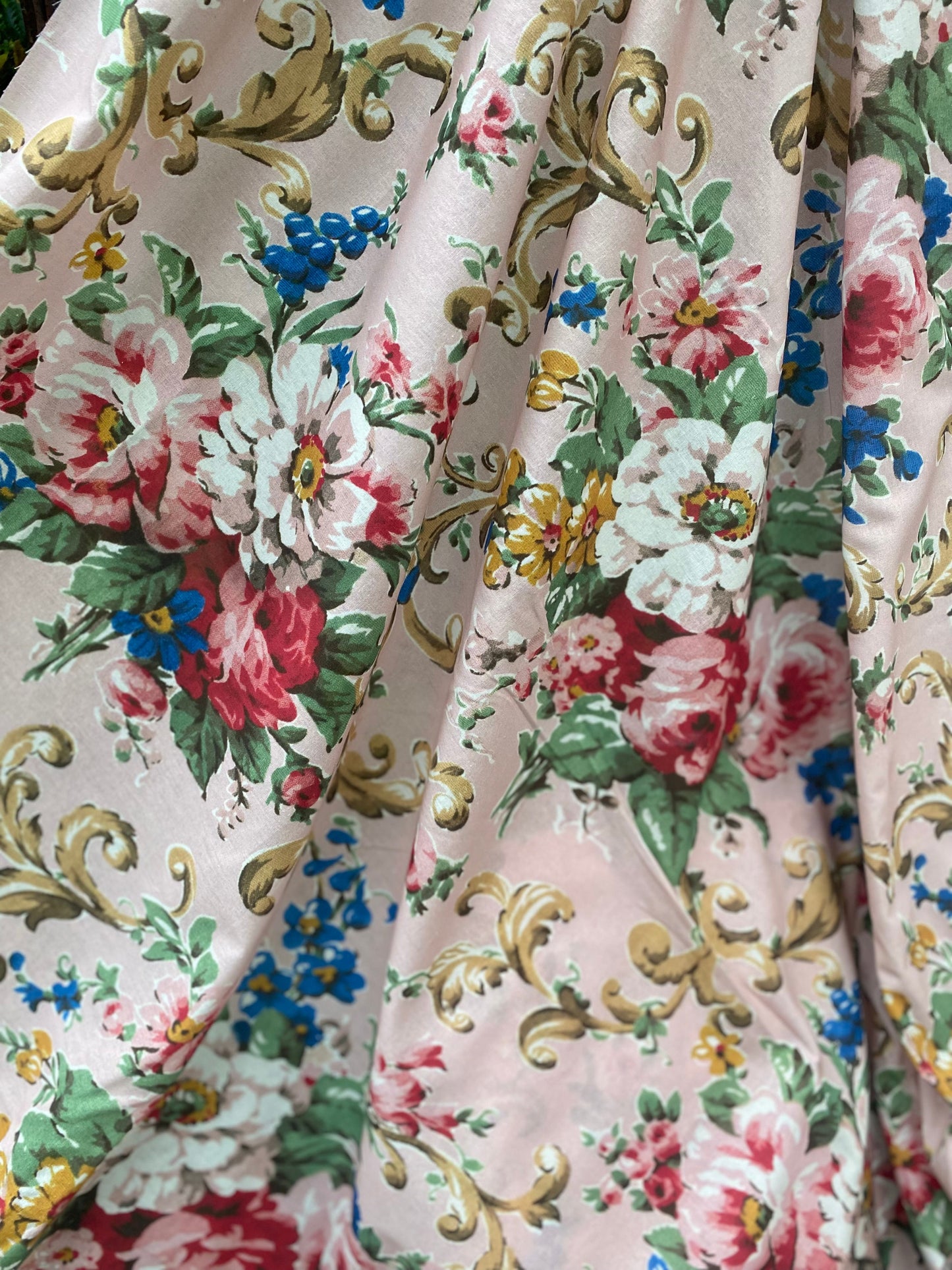 Poetry of Flowers Fabric Collection. Madame Treacle`s Garden .  Blush background.
