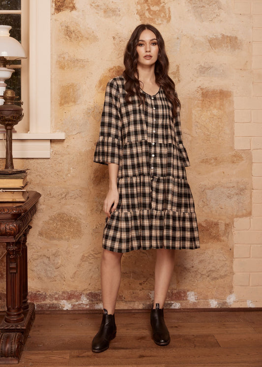 MacKenzie Tartan dress. Black.
