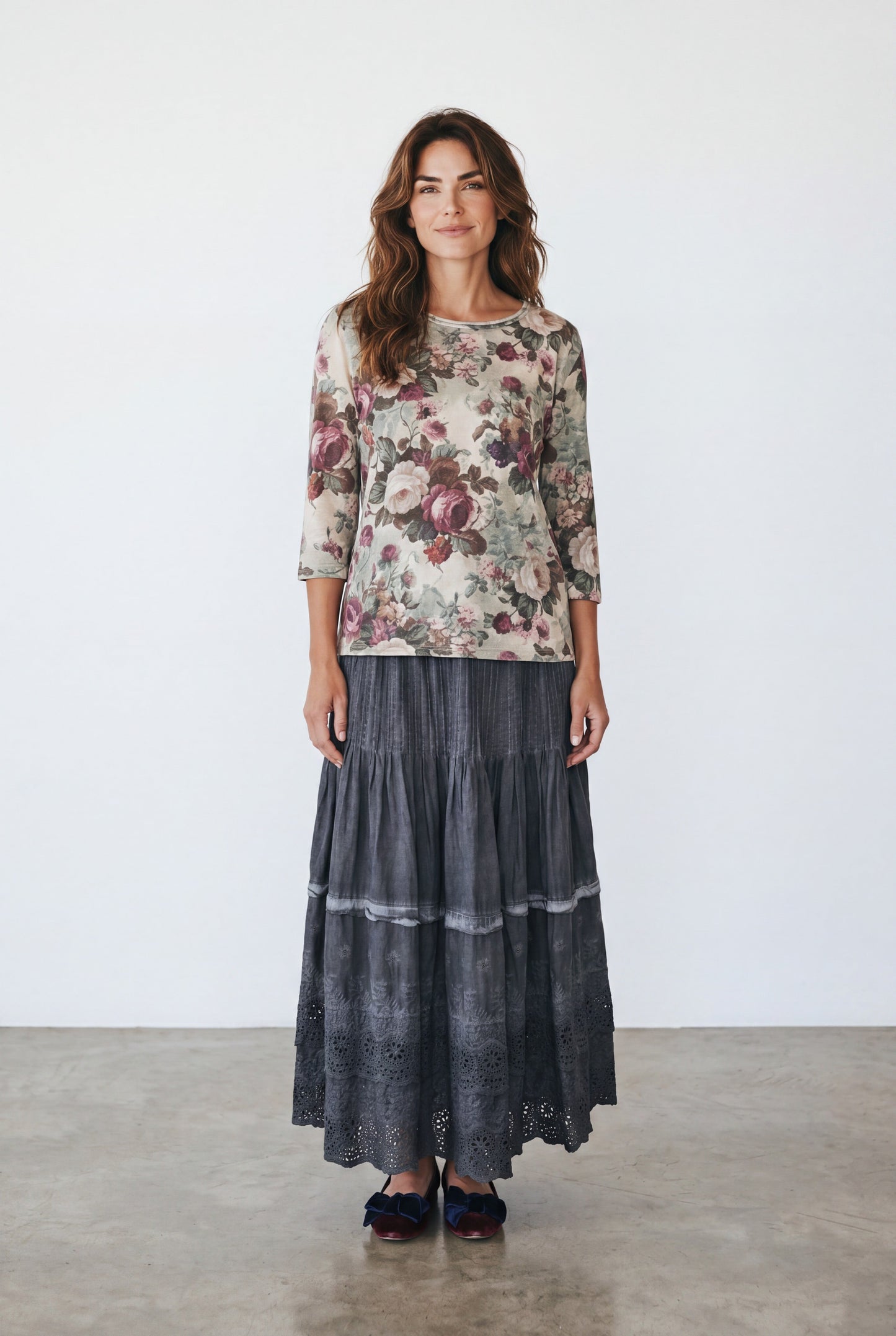 Talk to me in Flowers Tshirt. Bloomsbury floral print.