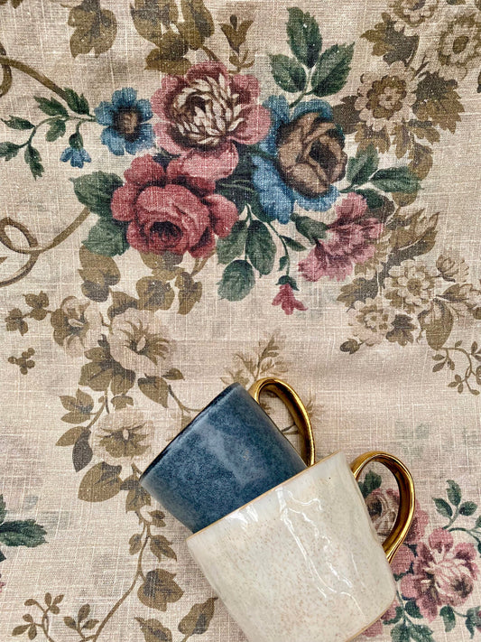 In Bloom Teatowel. Blue and Pink Rose Posy