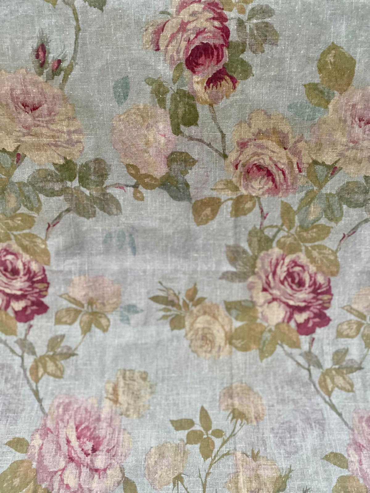 In Bloom Linen Teatowel. Blue Rose
