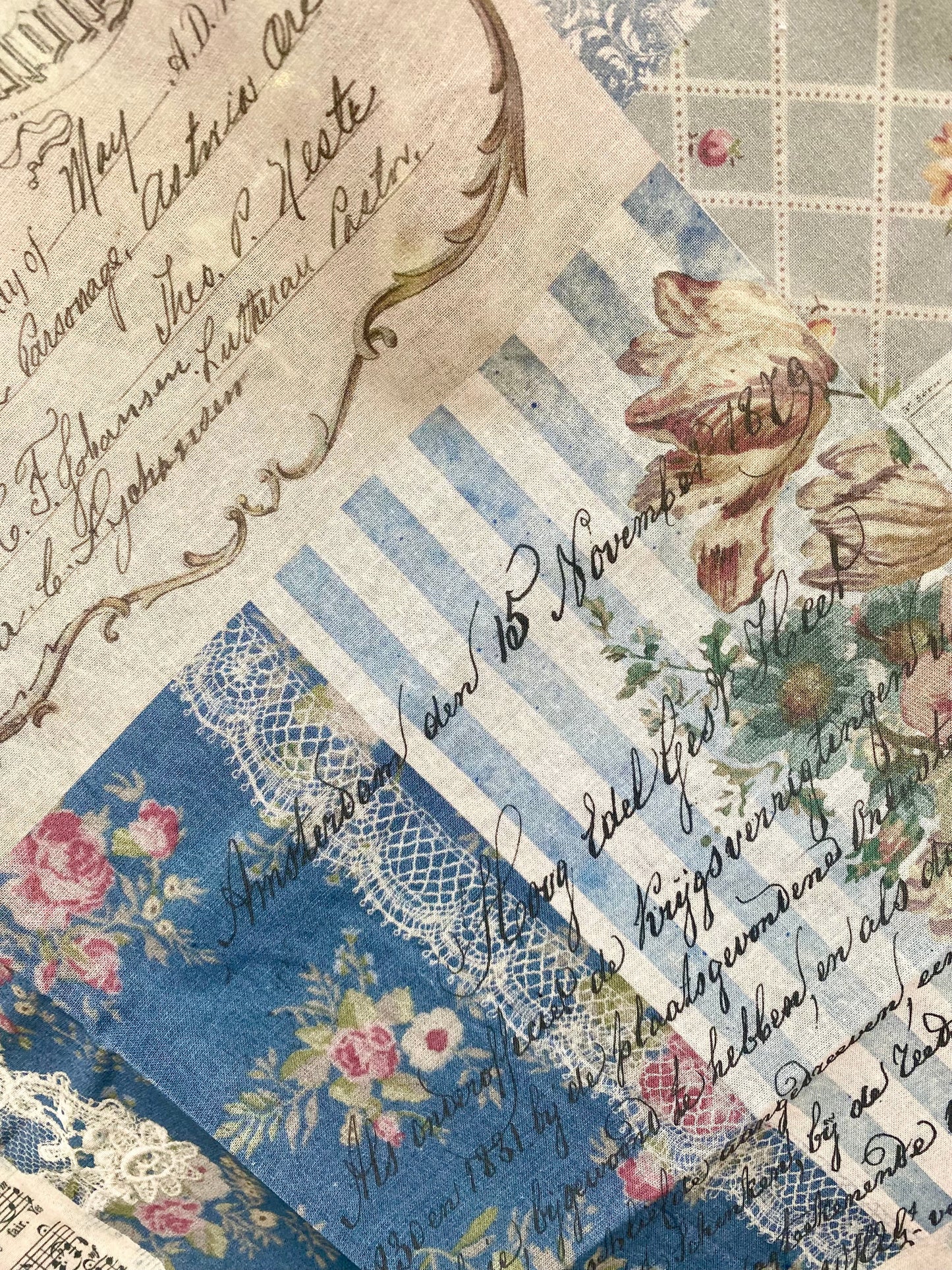 French Ephemera Fabric Collection. No 2 .French Blues
