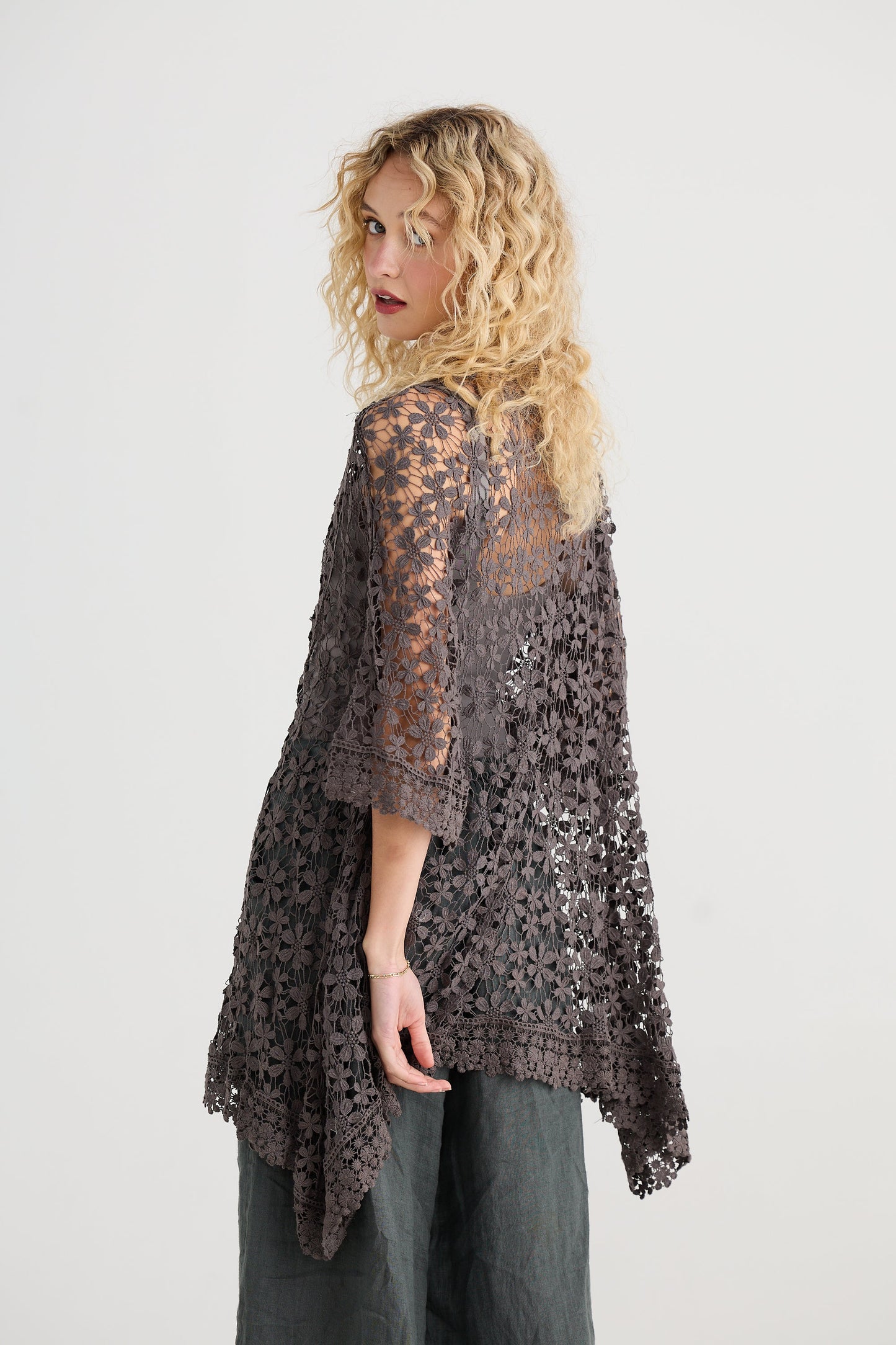 Cordelia lace Jacket. Charcoal