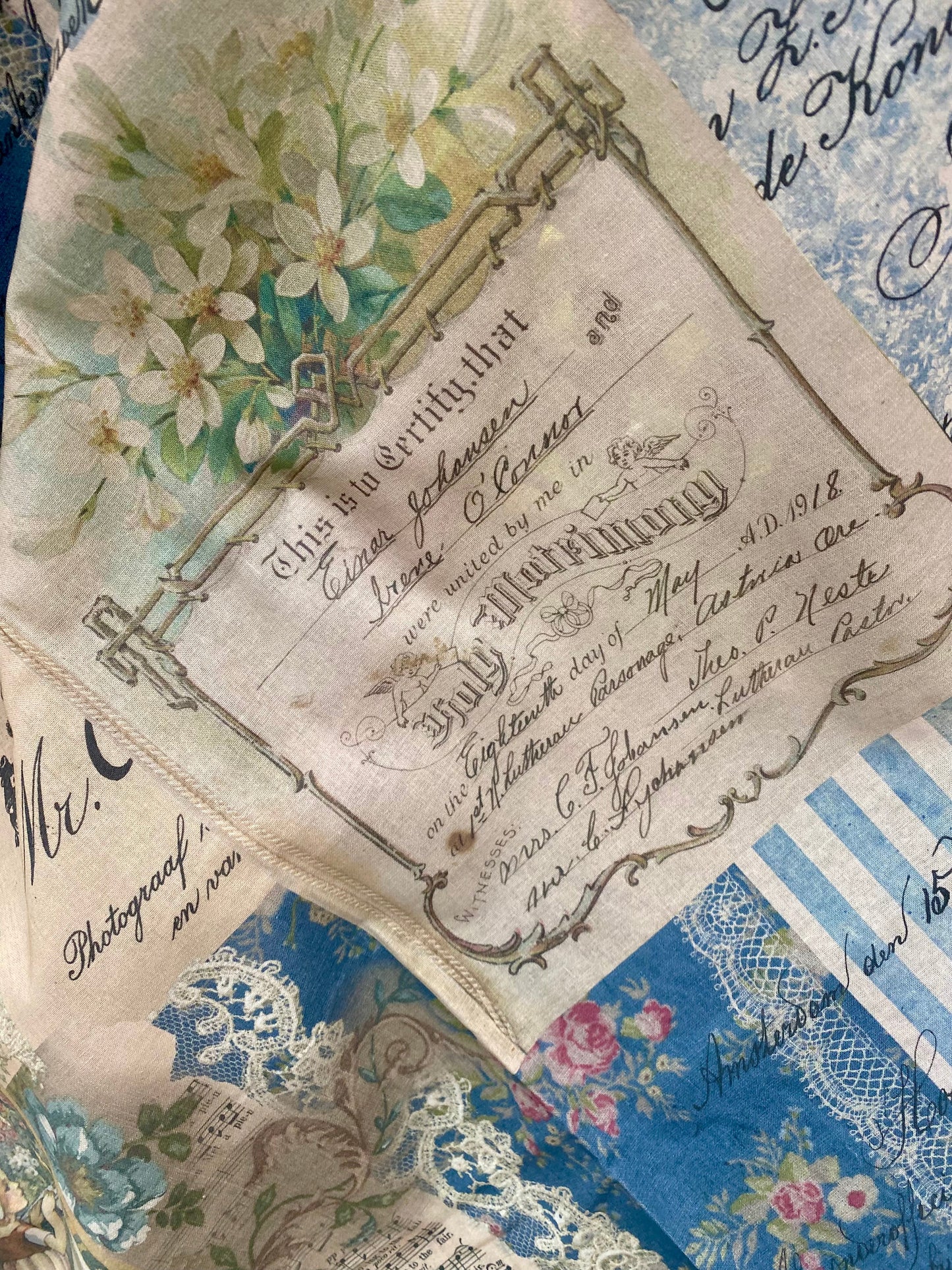 French Ephemera Fabric Collection. No 2 .French Blues
