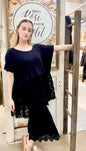 Earth Angel Lace Edged skirt. Ebony