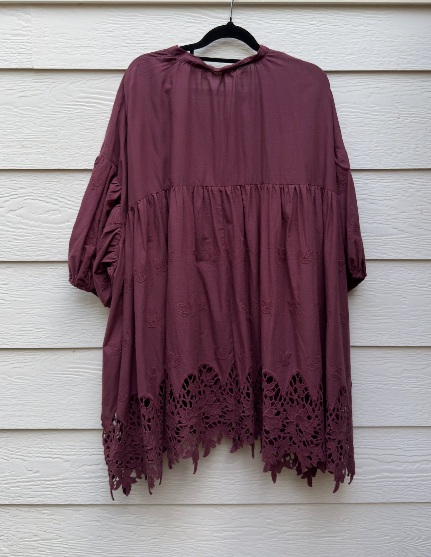 French lace smock. Wine