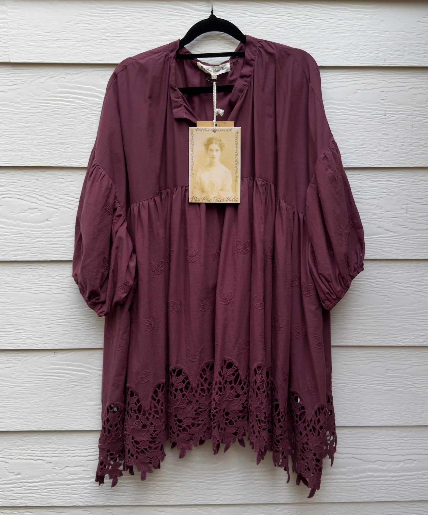 French lace smock. Wine