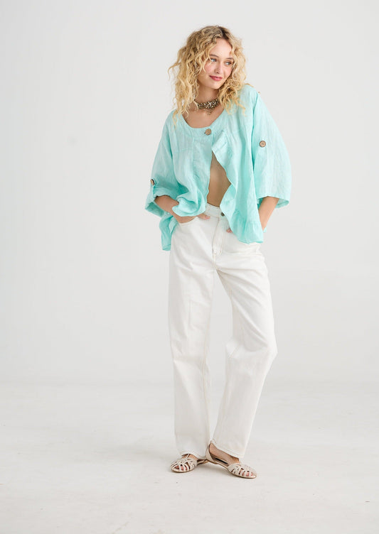 Fifi Linen Jacket.  Mint