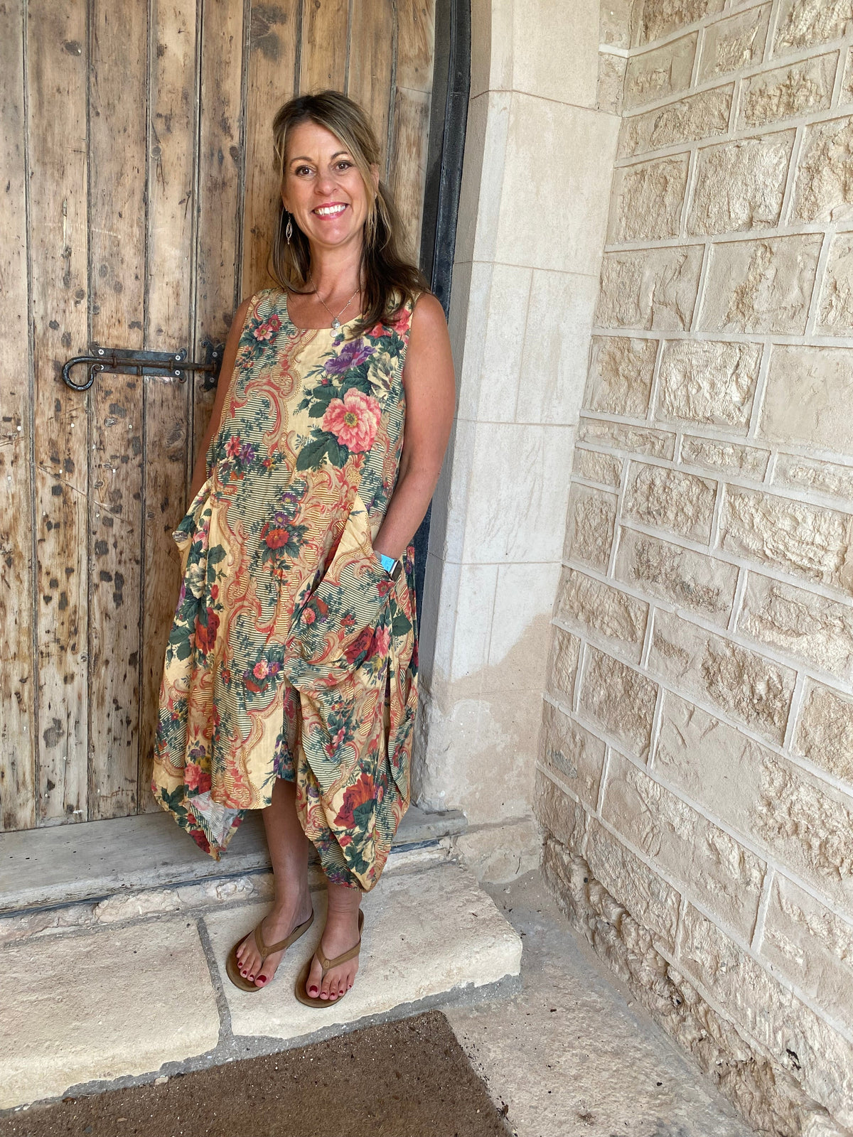Floral Tapestry Linen and Cotton floral dress
