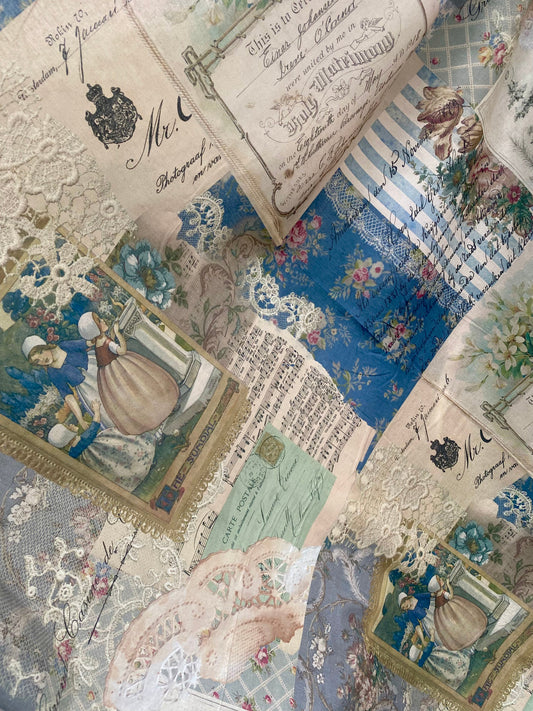 French Ephemera Fabric Collection. No 2 .French Blues